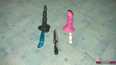 The wife has a huge dildo collection