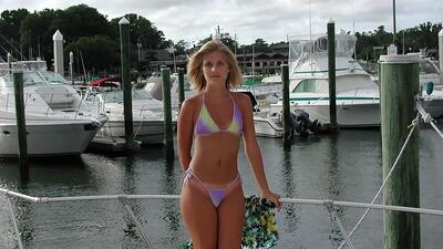 Blonde milf naked on yacht