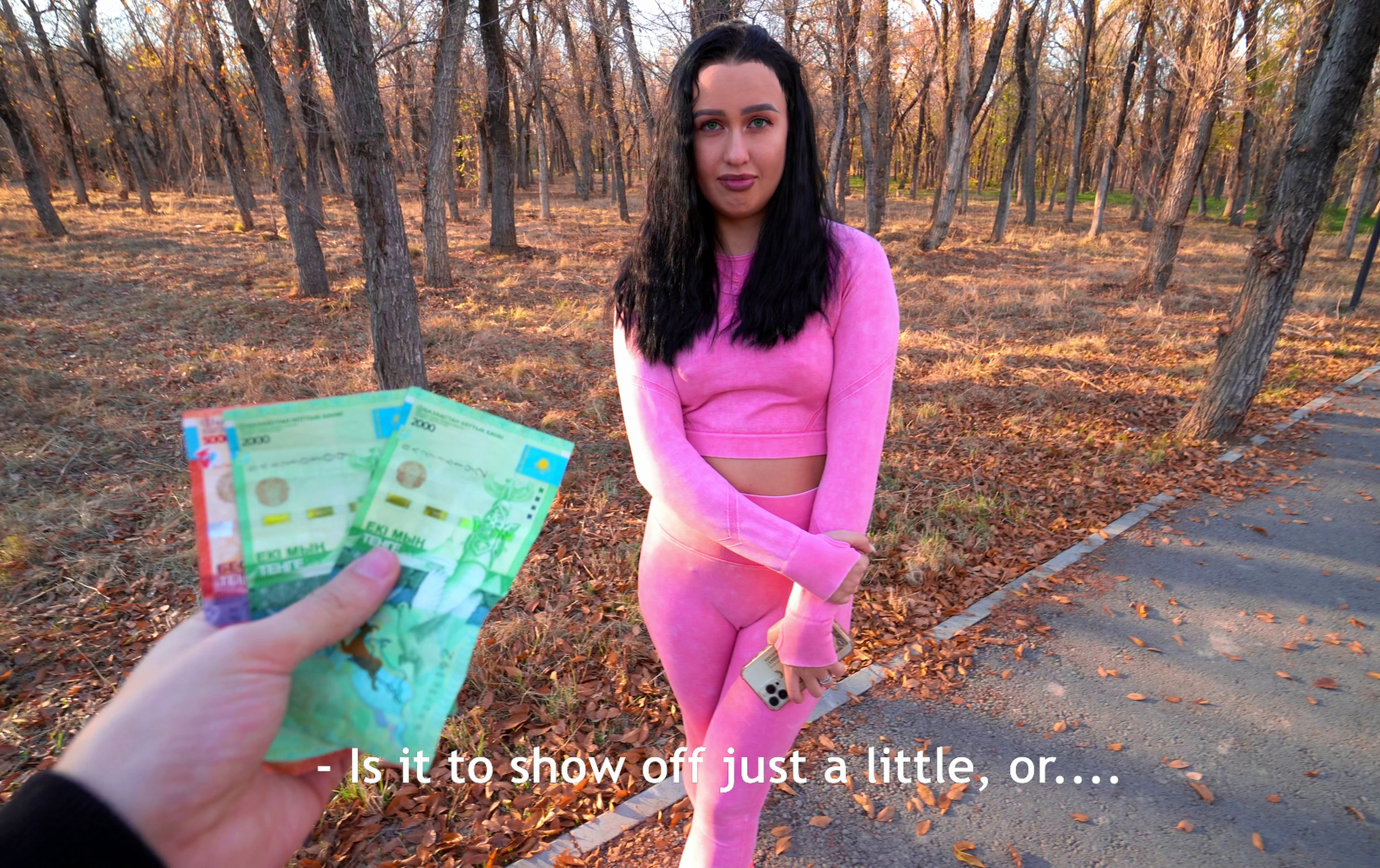 Young slutty amateur wife gets into a risky outdoor blowjob cosplaying as a hooker
